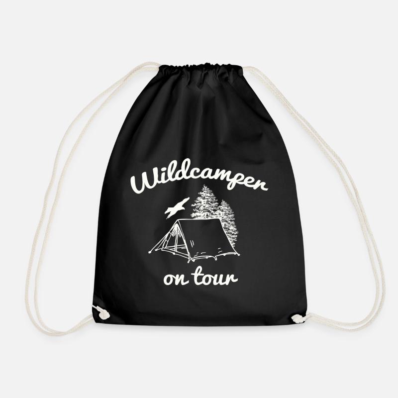 Wildcamper On Tour Shirt Wald Camping Freizeit - Turnbeutel - Schwarz