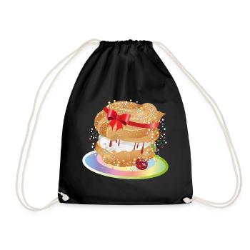 A filled cream puff with a gift bow - Drawstring Bag - black - Front