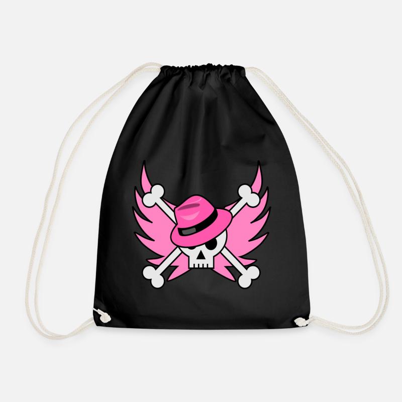 Flying Skull mit pinkfarbenem Hut und rosa Flügeln - Turnbeutel - Schwarz