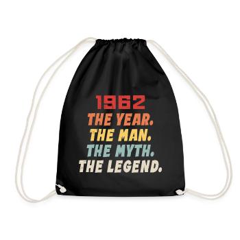 1962 Geburtstagsgeschenk, Legenden geb. 1962 - Turnbeutel - Schwarz - Vorne