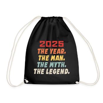 2025 Birthday Gift, Legends Born 2025 - Drawstring Bag - black - Front