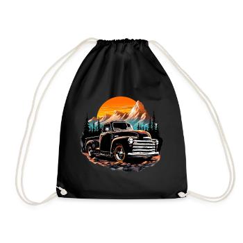 Chevy Truck - Drawstring Bag - black - Front