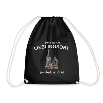 Ich denk an dich! Sehen uns, Aachener Dom - Turnbeutel - Schwarz - Vorne