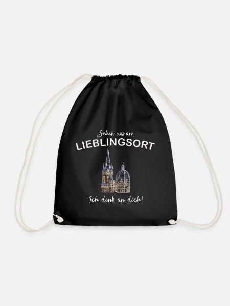 Ich denk an dich! Sehen uns, Aachener Dom - Turnbeutel - Schwarz