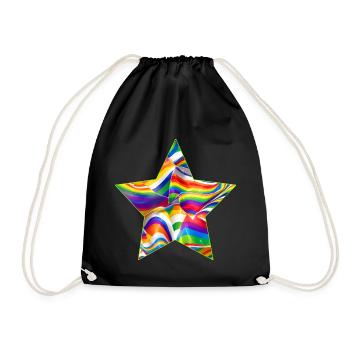 Stern aus Regenbogen Farben - Turnbeutel - Schwarz - Vorne