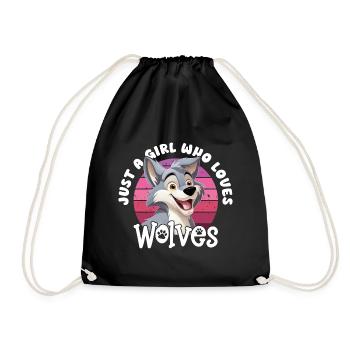 Wolf Just A Girl Who Loves Wolves Wolfskopf - Drawstring Bag - black - Front