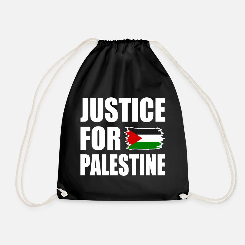 Justice for palestine - Drawstring Bag - black