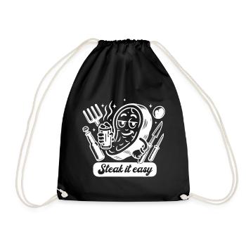 Steak It Easy Grilling Grill Grill Master Gift - Drawstring Bag - black - Front