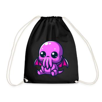 Charm of Lovecraft: Adorable Cute Baby Cthulhu - Drawstring Bag - black - Front