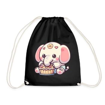 Elephant Baking Ele-bake-tion Kid's Top - Drawstring Bag - black - Front