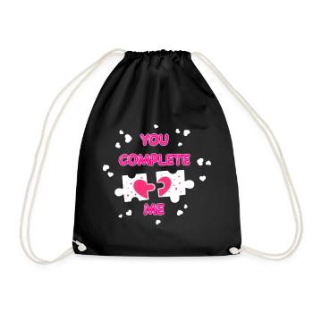 You Complete Me - Drawstring Bag - black - Front