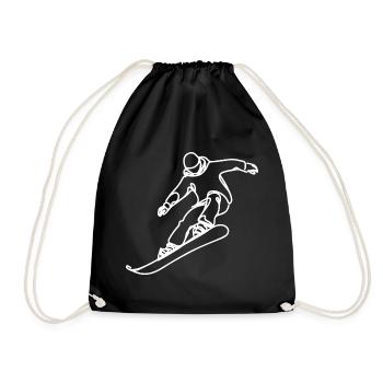 Snowboarder Zeichnung - Turnbeutel - Schwarz - Vorne