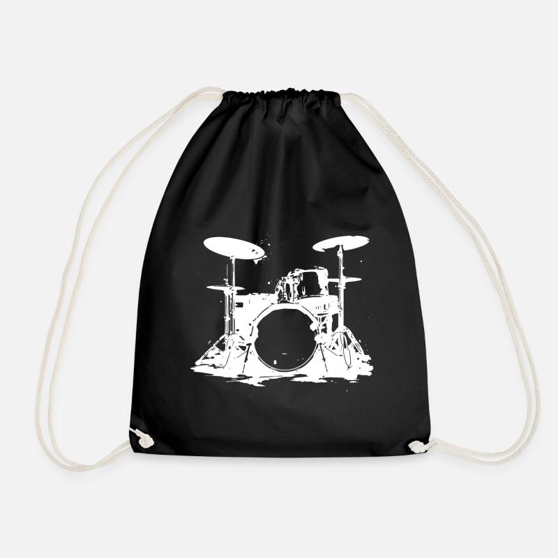 Drumset Skizze - Turnbeutel - Schwarz
