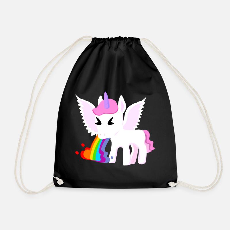 Einhorn Regenbogenspucke - Turnbeutel - Schwarz