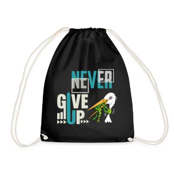 Never Give Up 🐸 Niemals aufgeben Frosch vs Storch - Turnbeutel - Schwarz - Vorne