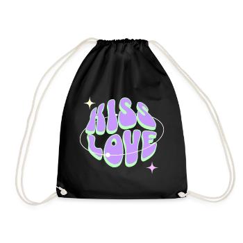 KISS LOVE - Retro Liebe - Drawstring Bag - black - Front
