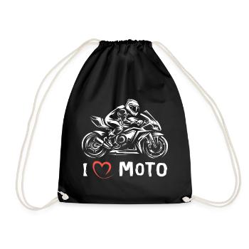 I love Moto - Superbike Motorrad Racing - Turnbeutel - Schwarz - Vorne