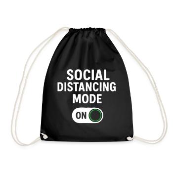social distancing mode on - Drawstring Bag - black - Front