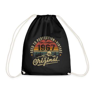november 1967 birthday november 1967 - Drawstring Bag - black - Front