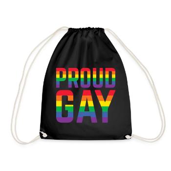 Proud Gay Rainbow Lettering - Drawstring Bag - black - Front