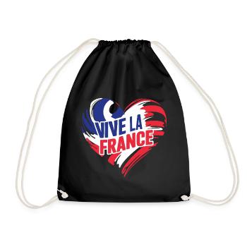 Tricolor heart Vive La France - Drawstring Bag - black - Front