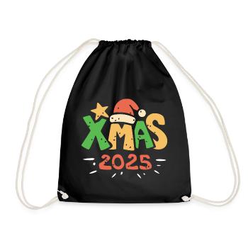 Noël 2025 Lettrage de Noël coloré - Sac de sport léger - noir - Devant