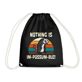 Nothing Is Um-Possum-ble Retro - Drawstring Bag - black - Front