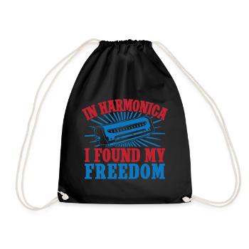 Funny Harmonica Player Found My Freedom Harmonica - Turnbeutel - Schwarz - Vorne