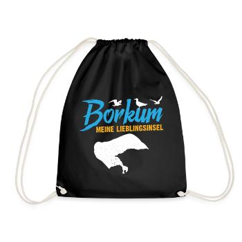Nordsee Urlaub BORKUM MEINE LIEBLINGSINSEL Lustig - Turnbeutel - Schwarz - Vorne