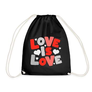 Love Is Love – Colorful Typo with Hearts - Drawstring Bag - black - Front