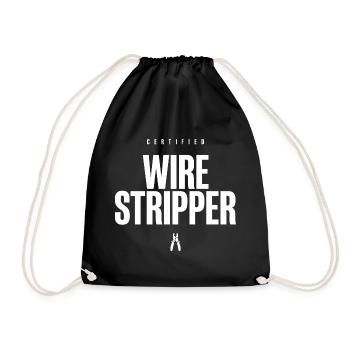 Certified Wire Stripper Funny Electrician Humor - Drawstring Bag - black - Front