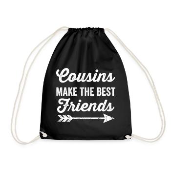Cousins Make The Best Friends Distressed Quote - Drawstring Bag - black - Front