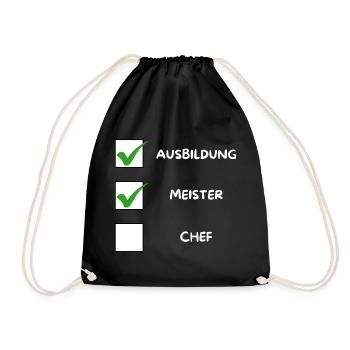 Meister Checkliste - Turnbeutel - Schwarz - Vorne
