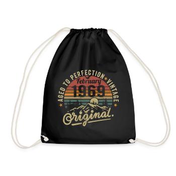 Février 1969, anniversaire 1969 Février - Sac de sport léger - noir - Devant