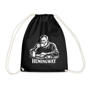 Hemingway Coffee Silhouette - Drawstring Bag - black - Front