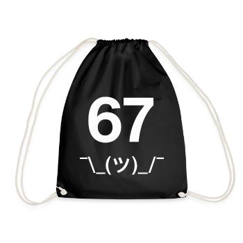 Six Seven 67 Meme Humor Gift Idea Funny - Drawstring Bag - black - Front
