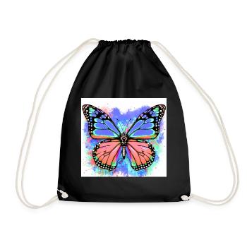 butterfly - Drawstring Bag - black - Front