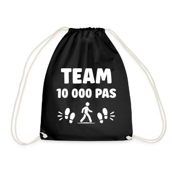 Equipe 10 000 Pas – Défi Marche - Sac de sport léger - noir - Devant