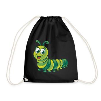 Illustration joyeuse de la chenille verte en dessin animé - Sac de sport léger - noir - Devant