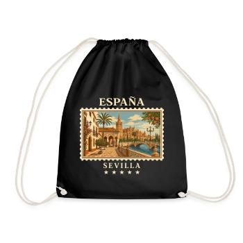 Spanien Sevilla Vintage Reisemarke - Turnbeutel - Schwarz - Vorne