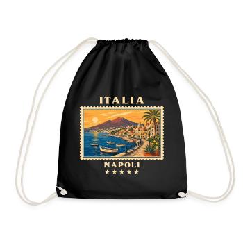 Italien Neapel Vintage Reisemarke - Turnbeutel - Schwarz - Vorne