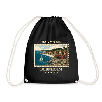 Dänemark Bornholm Vintage Reisemarke - Turnbeutel - Schwarz - Vorne