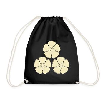 Oriental Vintage Akizuki Clan Japanese Kamon Crest - Drawstring Bag - black - Front
