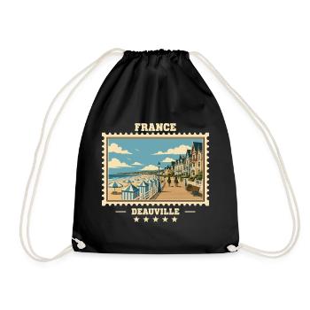 Frankreich Vintage Reisemarke - Turnbeutel - Schwarz - Vorne