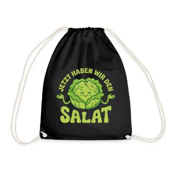 Jetzt haben wir den Salat lustiger Vegetarier - Turnbeutel - Schwarz - Vorne