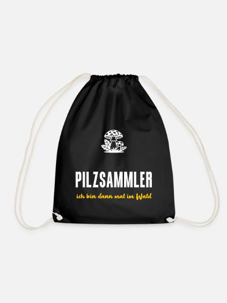 Pilzsammler Geschenk Ich bin dann mal im Wald - Turnbeutel - Schwarz