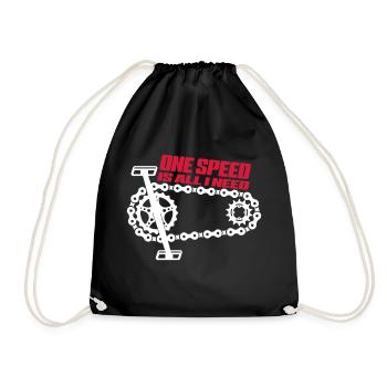 One Speed is all I need - Singelspeed - Drawstring Bag - black - Front