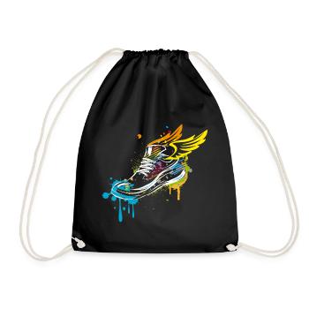Sneaker graffiti avec des ailes - Sac de sport léger - noir - Devant