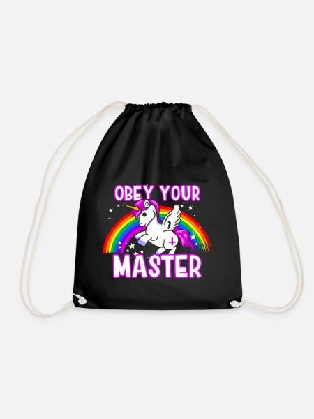 Obey Your Master - Einhorn Regenbogen Heavy Metal - Turnbeutel - Schwarz