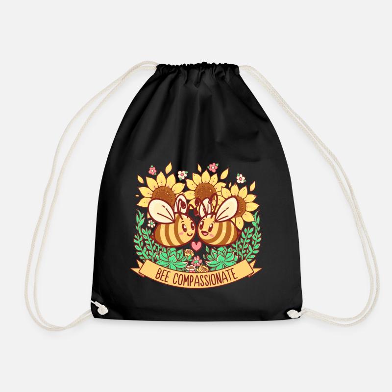 Bee Compassionate - Save the Bees - Drawstring Bag - black